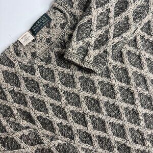 Women’s S Brown/Beige BLARNEY Woolen Mills Diamond Cable Knit Sweater